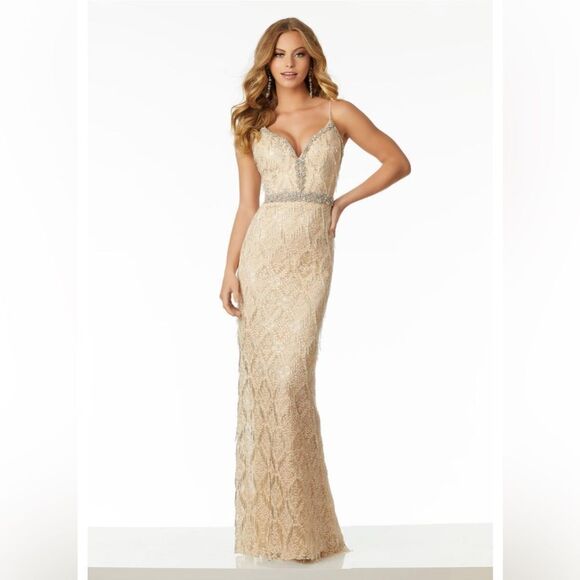 MORILEE PROM DRESS STYLE:42033 COLOR Champagne - Picture 1 of 6